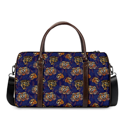 Blue Tiger Tattoo Pattern Print Duffle Bag