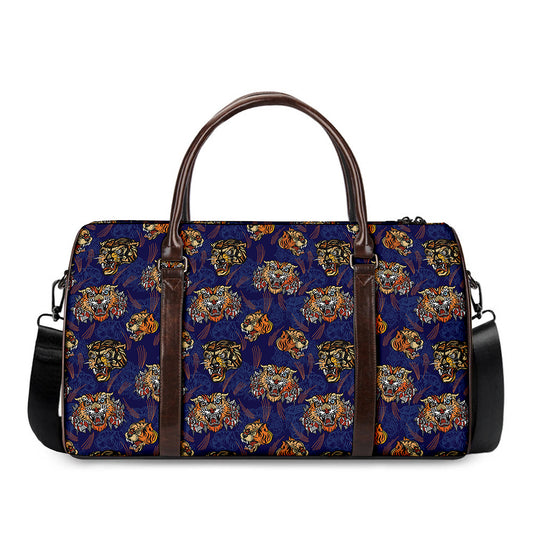 Blue Tiger Tattoo Pattern Print Duffle Bag