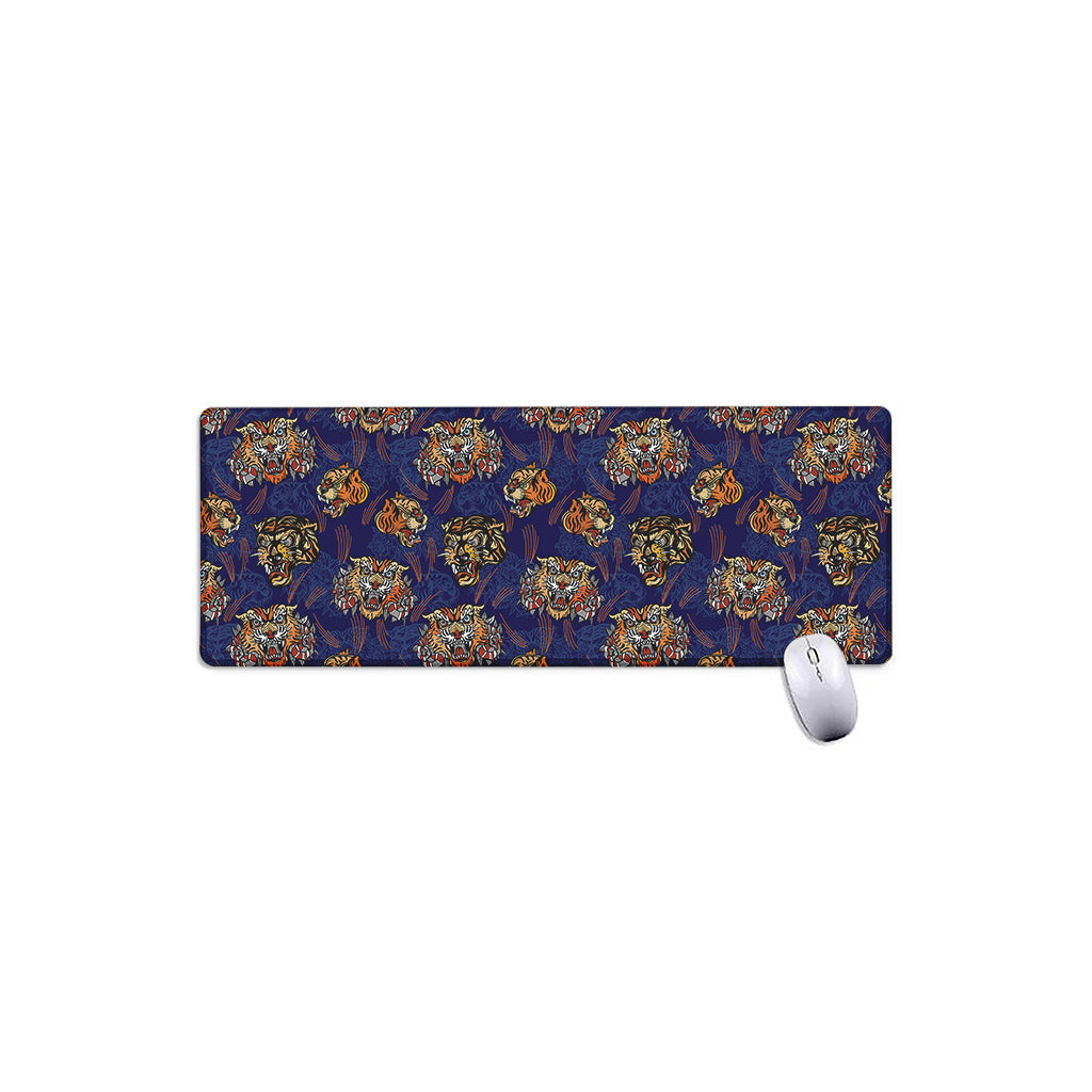 Blue Tiger Tattoo Pattern Print Extended Mouse Pad