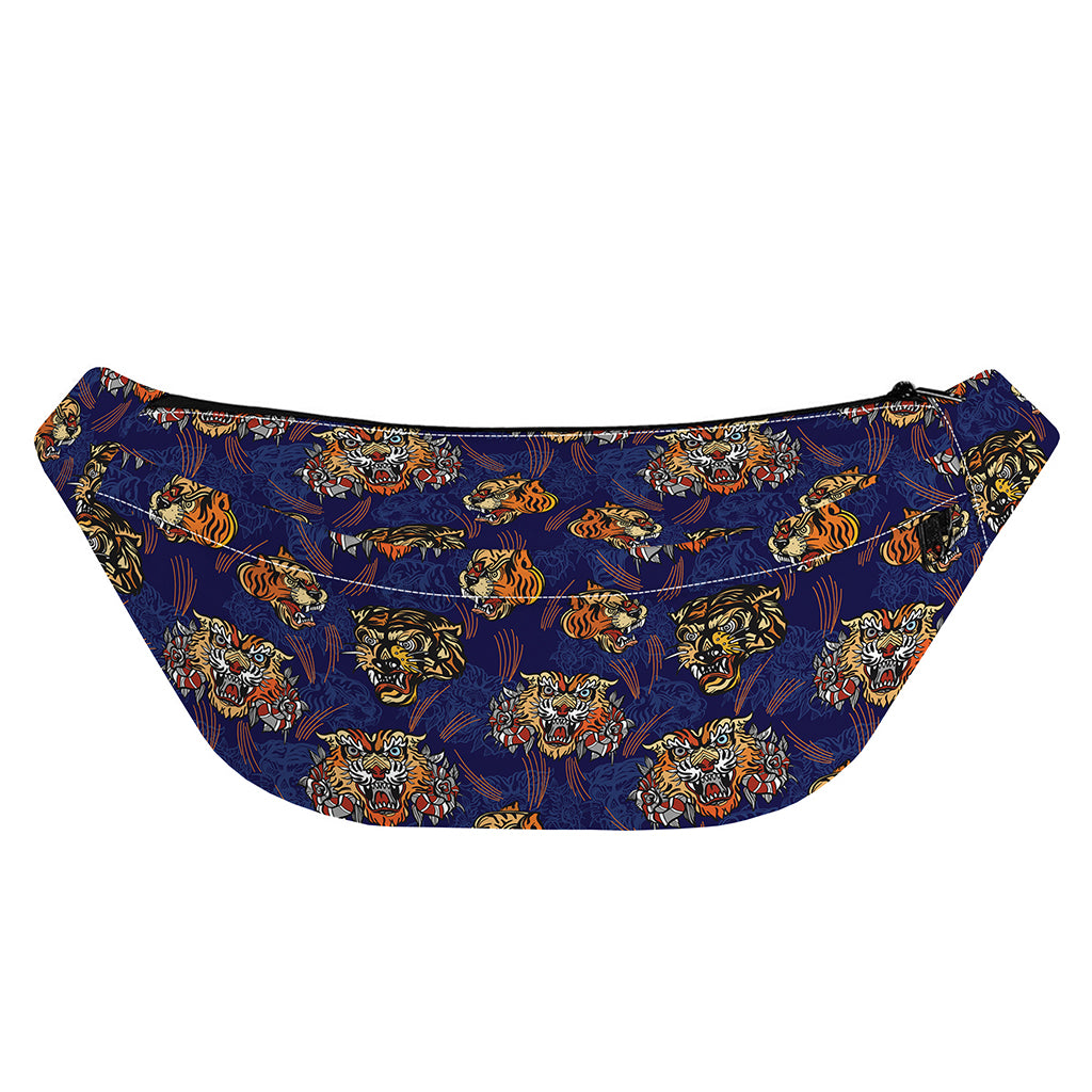 Blue Tiger Tattoo Pattern Print Fanny Pack