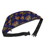 Blue Tiger Tattoo Pattern Print Fanny Pack