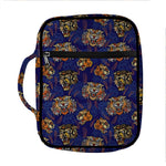 Blue Tiger Tattoo Pattern Print Front Pocket Bible Bag