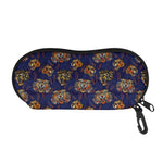 Blue Tiger Tattoo Pattern Print Glasses Case