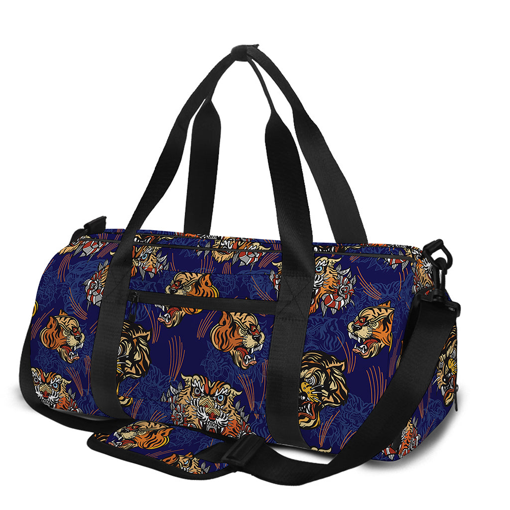 Blue Tiger Tattoo Pattern Print Gym Bag