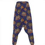 Blue Tiger Tattoo Pattern Print Hammer Pants