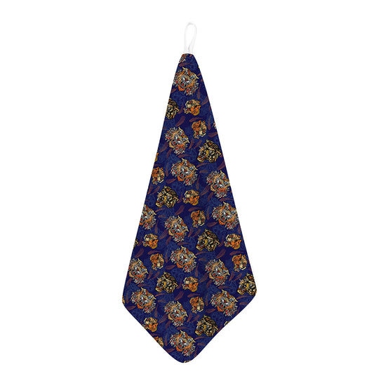 Blue Tiger Tattoo Pattern Print Hand Towel