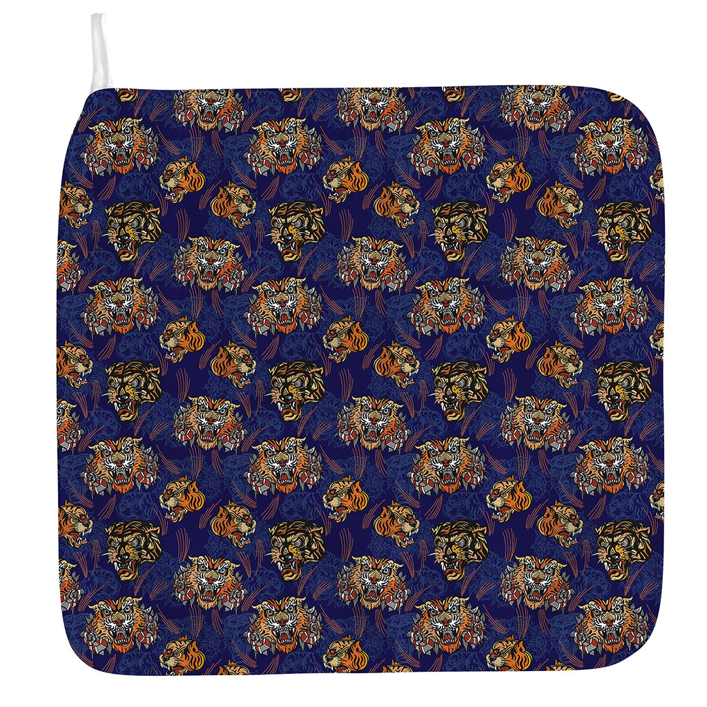 Blue Tiger Tattoo Pattern Print Hand Towel