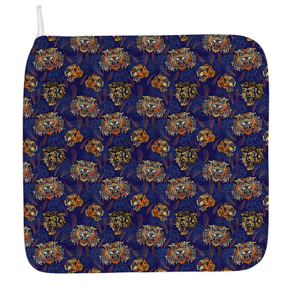 Blue Tiger Tattoo Pattern Print Hand Towel