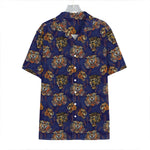 Blue Tiger Tattoo Pattern Print Hawaiian Shirt