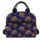 Blue Tiger Tattoo Pattern Print Insulated Lunch Bag