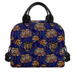 Blue Tiger Tattoo Pattern Print Insulated Lunch Bag
