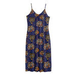 Blue Tiger Tattoo Pattern Print Jersey Midi Cami Dress