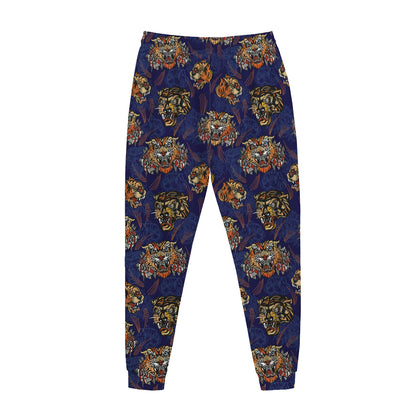 Blue Tiger Tattoo Pattern Print Jogger Pants