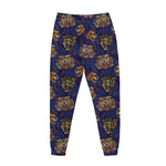 Blue Tiger Tattoo Pattern Print Jogger Pants