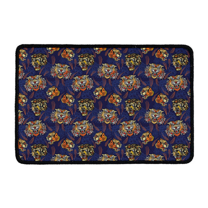 Blue Tiger Tattoo Pattern Print Kitchen Mat