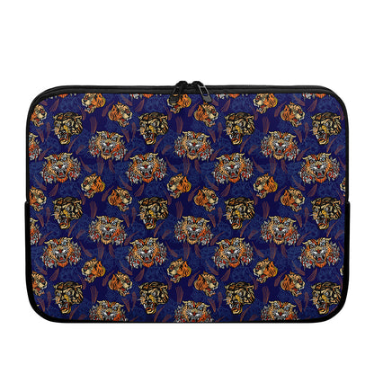 Blue Tiger Tattoo Pattern Print Laptop Sleeve