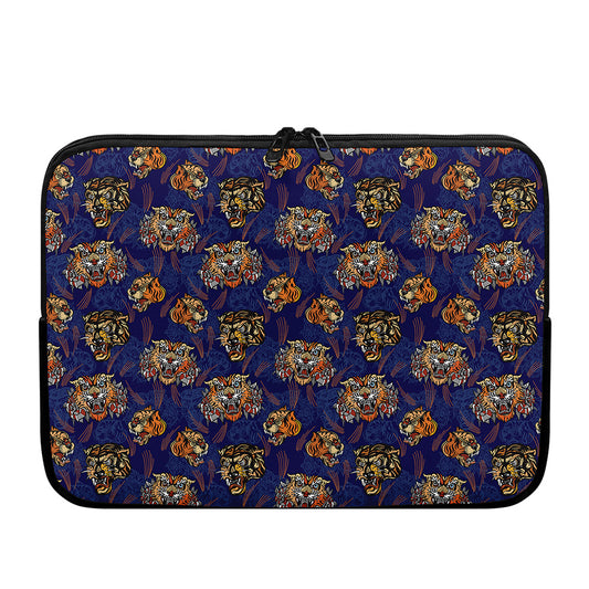 Blue Tiger Tattoo Pattern Print Laptop Sleeve