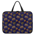 Blue Tiger Tattoo Pattern Print Laptop Sleeve With Handle