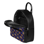 Blue Tiger Tattoo Pattern Print Leather Backpack