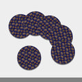 Blue Tiger Tattoo Pattern Print Leather Coaster Set