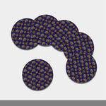 Blue Tiger Tattoo Pattern Print Leather Coaster Set