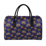 Blue Tiger Tattoo Pattern Print Leather Duffle Bag