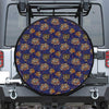 Blue Tiger Tattoo Pattern Print Leather Spare Tire Cover