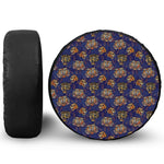 Blue Tiger Tattoo Pattern Print Leather Spare Tire Cover