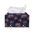 Blue Tiger Tattoo Pattern Print Leather Tissue Box Cover
