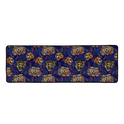 Blue Tiger Tattoo Pattern Print Long Kitchen Mat