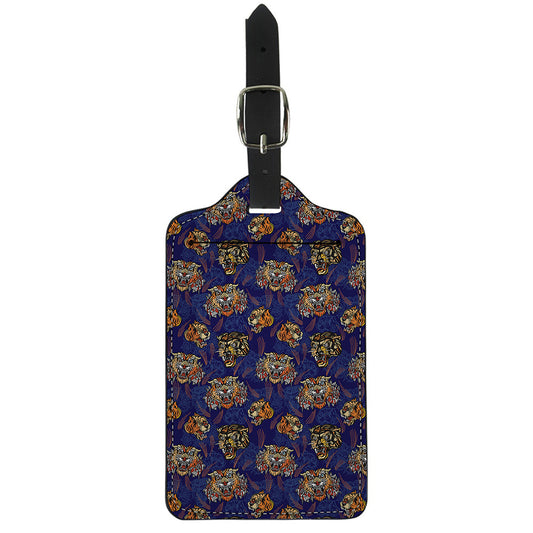 Blue Tiger Tattoo Pattern Print Luggage Tag