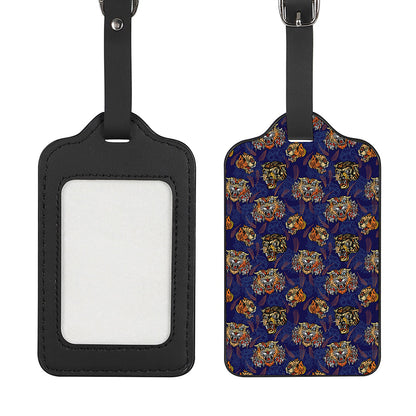 Blue Tiger Tattoo Pattern Print Luggage Tag