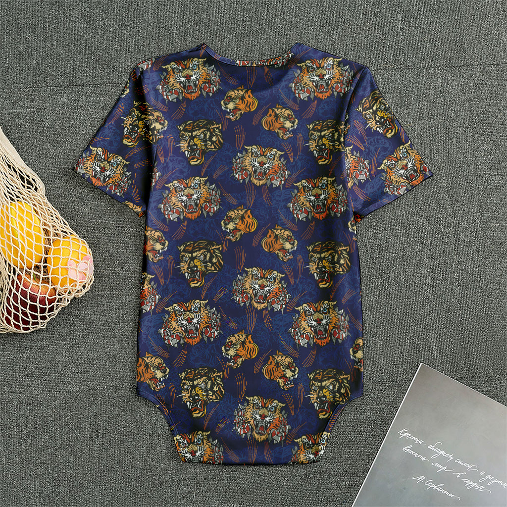 Blue Tiger Tattoo Pattern Print Men's Bodysuit