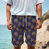 Blue Tiger Tattoo Pattern Print Men's Cargo Shorts