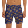 Blue Tiger Tattoo Pattern Print Men's Long Boxer Briefs