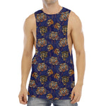 Blue Tiger Tattoo Pattern Print Men's Muscle Tank Top