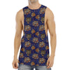 Blue Tiger Tattoo Pattern Print Men's Muscle Tank Top