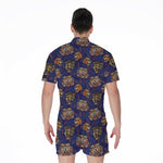 Blue Tiger Tattoo Pattern Print Men's Rompers