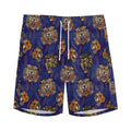 Blue Tiger Tattoo Pattern Print Men's Athletic Shorts