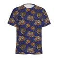 Blue Tiger Tattoo Pattern Print Men's Athletic T-Shirt