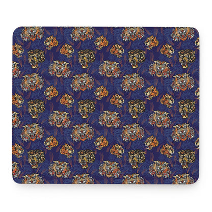 Blue Tiger Tattoo Pattern Print Mouse Pad