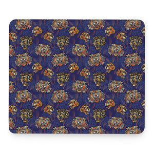 Blue Tiger Tattoo Pattern Print Mouse Pad