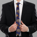 Blue Tiger Tattoo Pattern Print Necktie
