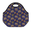 Blue Tiger Tattoo Pattern Print Neoprene Lunch Bag