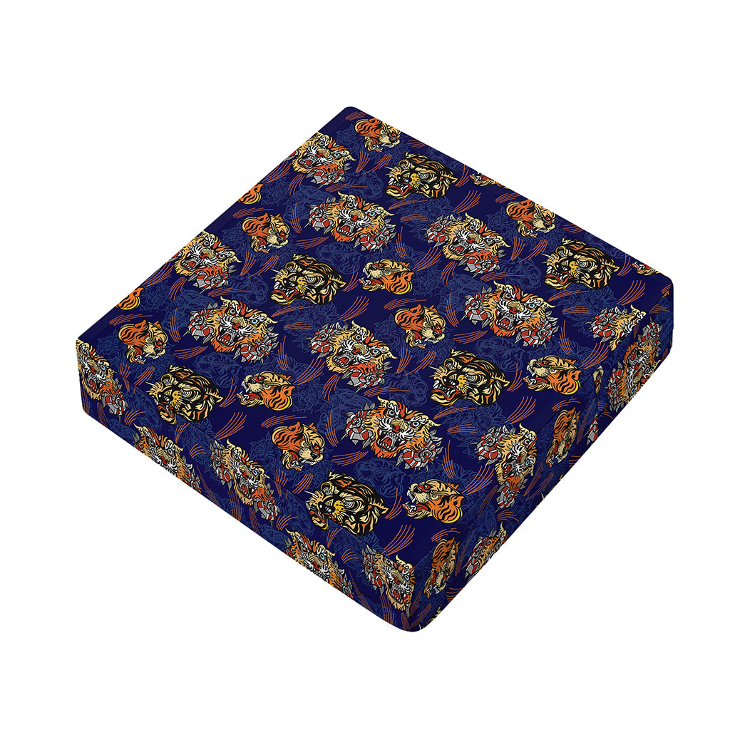 Blue Tiger Tattoo Pattern Print Outdoor Seat Cushion Cover