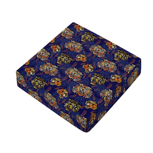 Blue Tiger Tattoo Pattern Print Outdoor Seat Cushion Cover