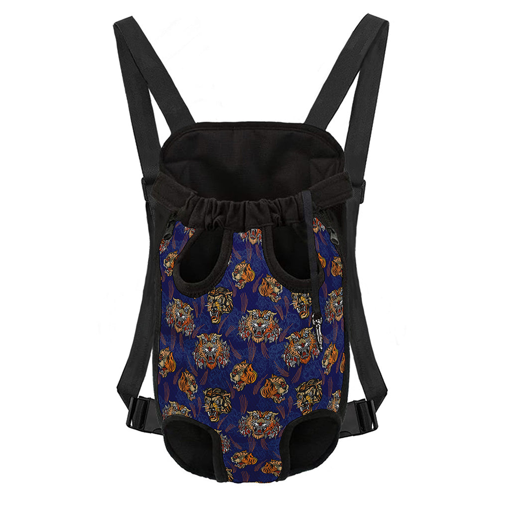 Blue Tiger Tattoo Pattern Print Pet Carrier Backpack