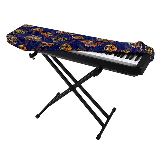 Blue Tiger Tattoo Pattern Print Piano Keyboard Cover