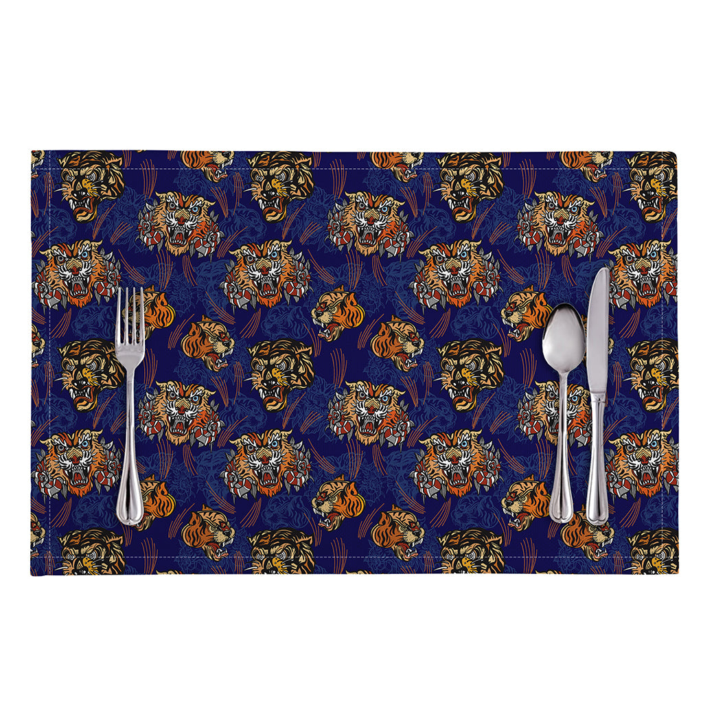 Blue Tiger Tattoo Pattern Print Placemat