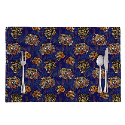 Blue Tiger Tattoo Pattern Print Placemat